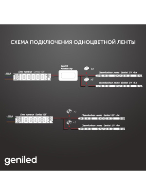 Светодиодная лента Geniled GL-120SMD2835 12В 12Вт/м 8x5000 Red IP33 в России